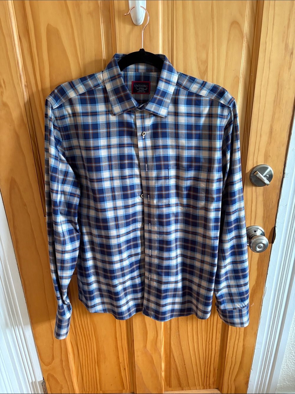 UNTUCKit Blue and White Plaid Long-Sleeve Button-Down Shirt